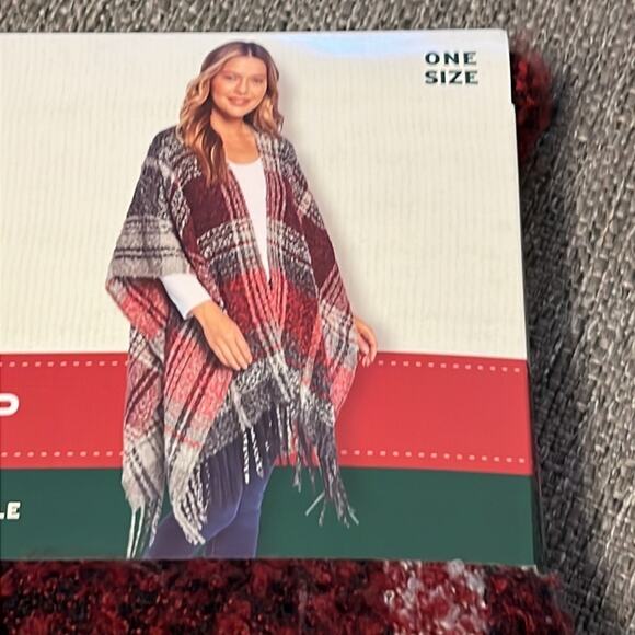 Woolrich cozy blanket wrap one size fits all new in package - red black gray - Picture 2 of 4